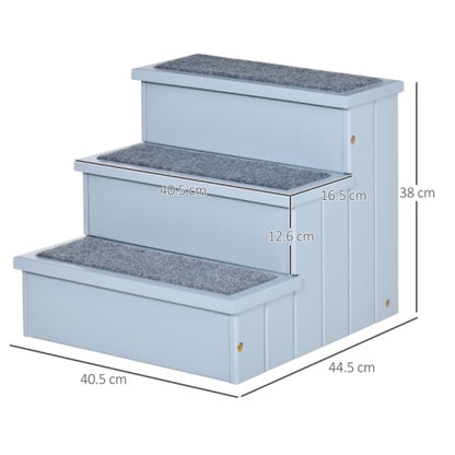 Wooden Dog Steps Pet Stairs For Dogs, Cat Ladder For Bed Couch With Storage Grey