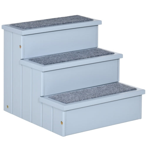 Wooden Dog Steps Pet Stairs For Dogs, Cat Ladder For Bed Couch With Storage Grey